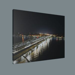 Natchez-Vidalia Bridge at Night - 10"x8" Canvas Wrap