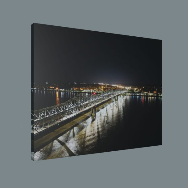 Natchez-Vidalia Bridge at Night - 10"x8" Canvas Wrap